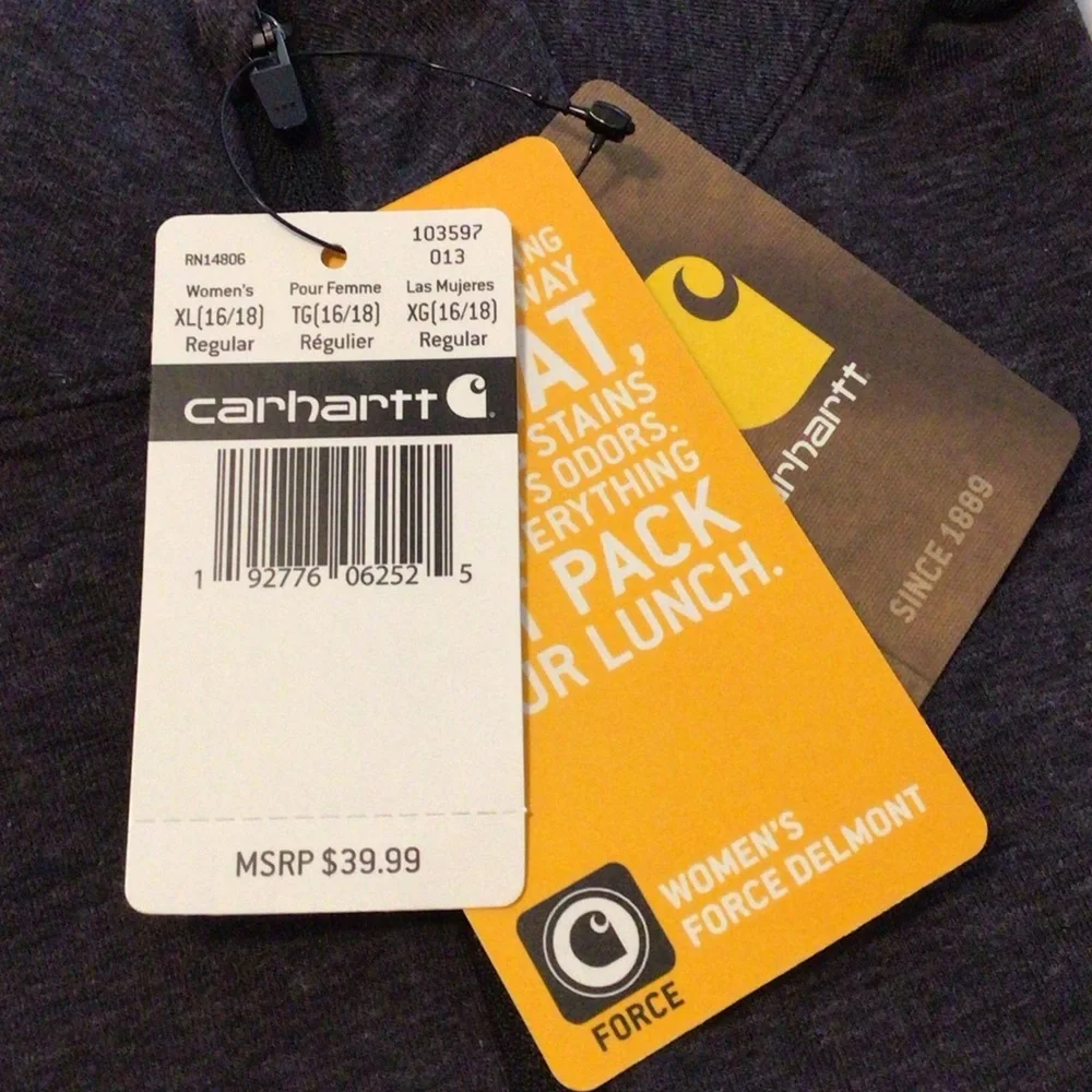 Carhartt Force Delmont Long sleeve Quarter zip Performance Shirt XL Charcoal - Picture 4 of 5